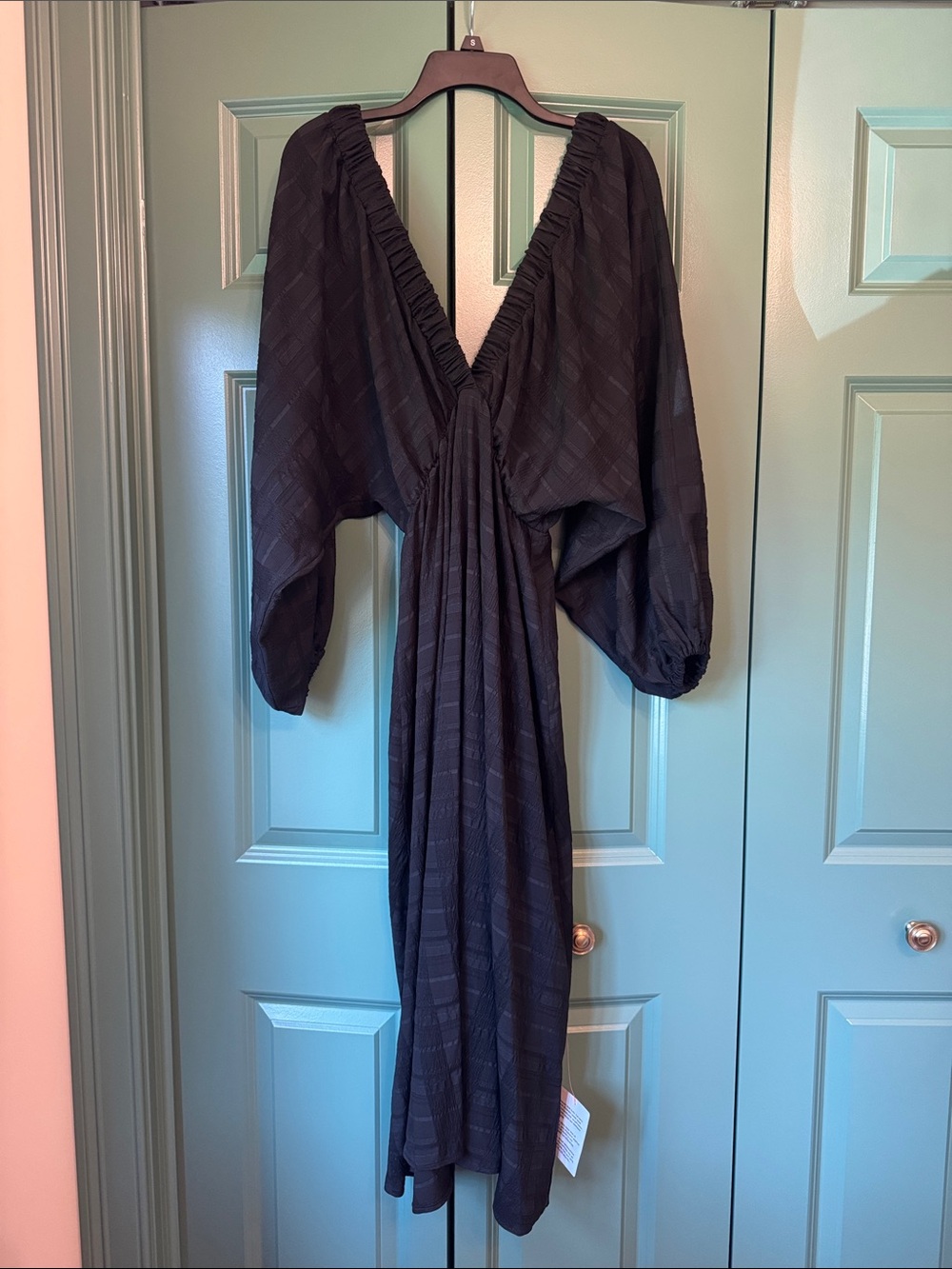 ASOS Black Deep V-Neck Long Sleeve Maxi Dress